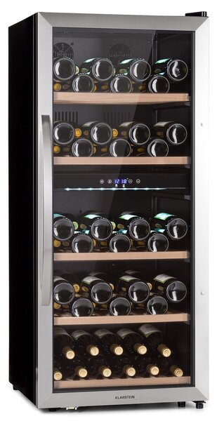 Klarstein Vinamour 66 Duo, vinska vitrina, 2 zone, 204 l / 79 boca, 5-18 °C, upravljanje na dodir