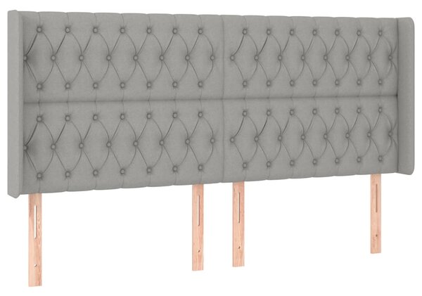 Krevet box spring s madracem LED svjetlosivi 200x200 cm tkanina - Siva / 200 x 200 cm