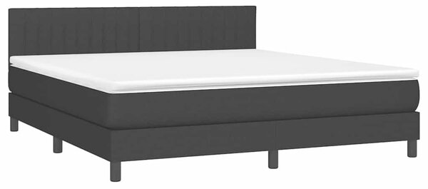 Krevet box spring s madracem LED crni 180x200 cm od tkanine - Crna / 180 x 200 cm