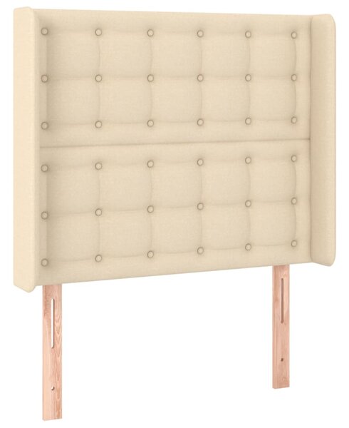 Krevet box spring s madracem LED krem 90x190 cm od tkanine - Krema / 90 x 190 cm