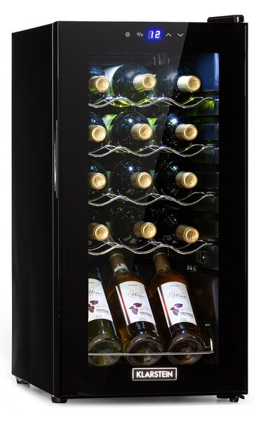 Klarstein Shiraz 15 Slim Uno, hladnjak za vino, 44 L, touch screen, 135 W, 5 – 18 °C, crna