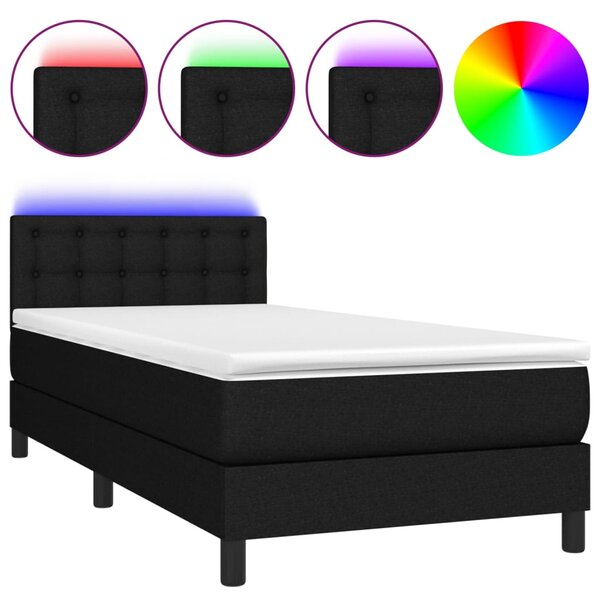 Krevet box spring s madracem LED crni 80 x 200 cm od tkanine - Crna / 80 x 200 cm