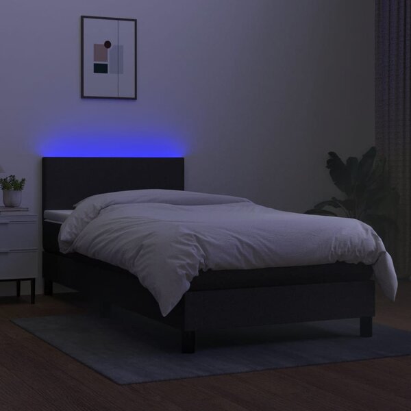 Krevet box spring s madracem LED crni 80 x 200 cm od tkanine - Crna / 80 x 200 cm