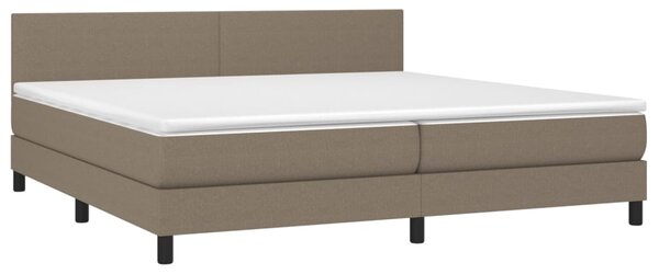 Krevet box spring s madracem LED smeđesivi 200x200 cm tkanina - Tupe / 200 x 200 cm