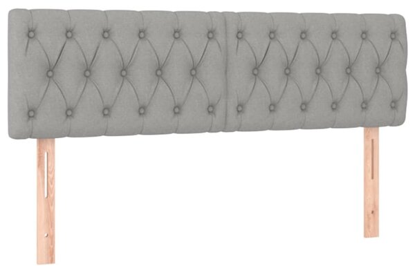 Krevet box spring s madracem LED svjetlosivi 140x190 cm tkanina - Siva / 140 x 190 cm