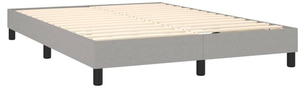 Krevet box spring s madracem LED svjetlosivi 140x190 cm tkanina - Siva / 140 x 190 cm