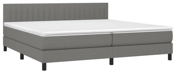 Krevet box spring s madracem LED tamnosivi 200x200 cm tkanina - Siva / 200 x 200 cm