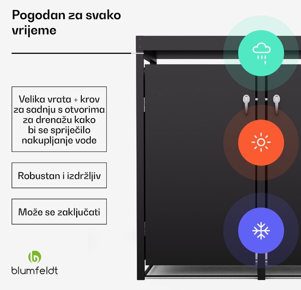 Blumfeldt BinSafe Kutija za otpatke 2 kante 240L krov za sadnju od pocinčanog čelika otporan na vremenske uvjete koji se može zaključati