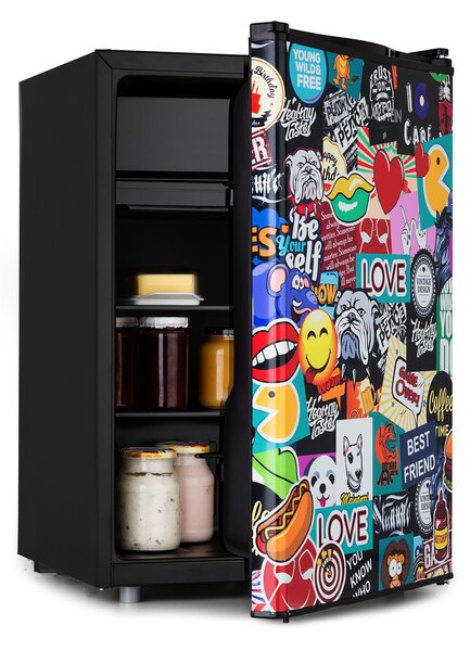 Klarstein Cool Vibe 70+, hladnjak, 72 l, 2 police, Stickerbomb stil