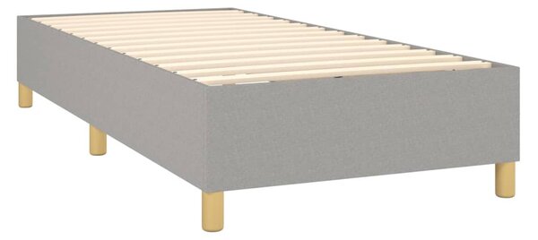 Krevet box spring s madracem LED svjetlosivi 90x190 cm tkanina - Siva / 90 x 190 cm