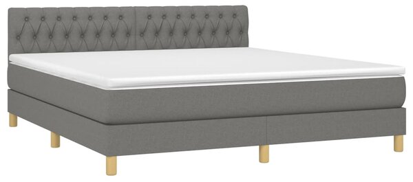 Krevet box spring s madracem LED tamnosivi 180x200 cm tkanina - Siva / 180 x 200 cm