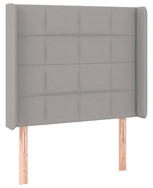 Krevet box spring s madracem LED svjetlosivi 90x190 cm tkanina - Siva / 90 x 190 cm