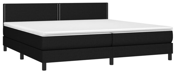 Krevet box spring s madracem LED crni 200x200 cm od tkanine - Crna / 200 x 200 cm