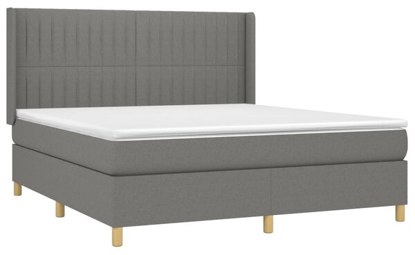 Krevet box spring s madracem LED tamnosivi 160x200 cm tkanina - Siva / 160 x 200 cm