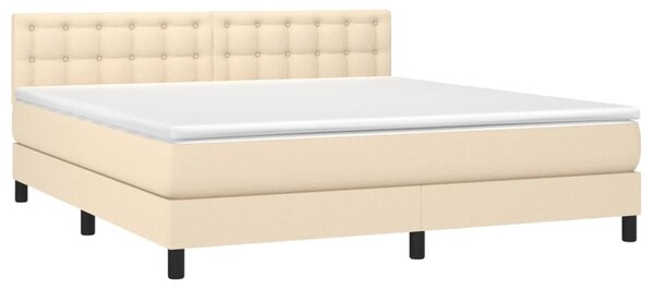 Krevet box spring s madracem LED krem 160x200 cm od tkanine - Krema / 160 x 200 cm