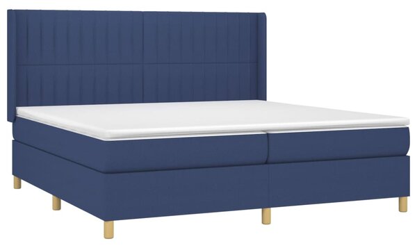 Krevet box spring s madracem LED plavi 200x200 cm od tkanine - Plava / 200 x 200 cm