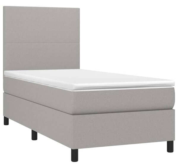 Krevet box spring s madracem LED svjetlosivi 80x200 cm tkanina - Siva / 80 x 200 cm