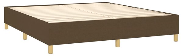 Krevet box spring s madracem LED tamnosmeđi 160x200 cm tkanina - Smeđa / 160 x 200 cm