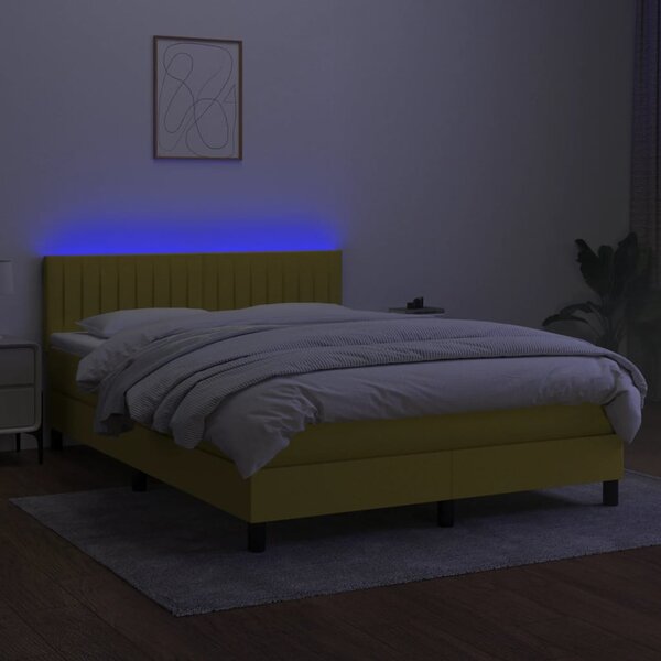 Krevet box spring s madracem LED plavi 140x200 cm od tkanine - Plava / 140 x 200 cm