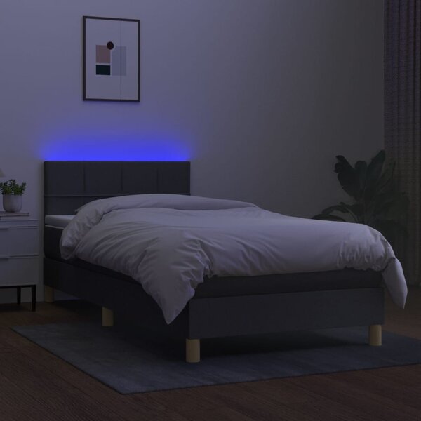 Krevet box spring s madracem LED tamnosivi 80 x 200 cm tkanina - Siva / 80 x 200 cm