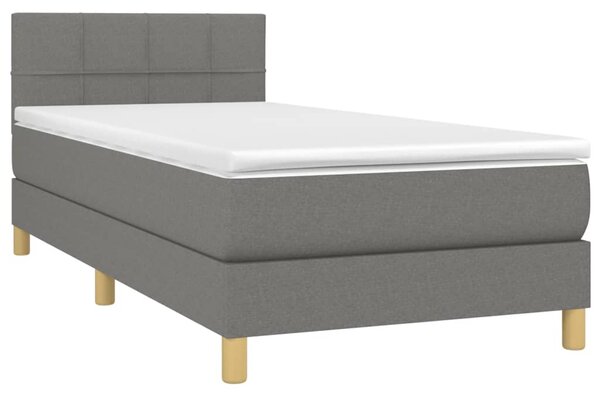 Krevet box spring s madracem LED tamnosivi 80 x 200 cm tkanina - Siva / 80 x 200 cm