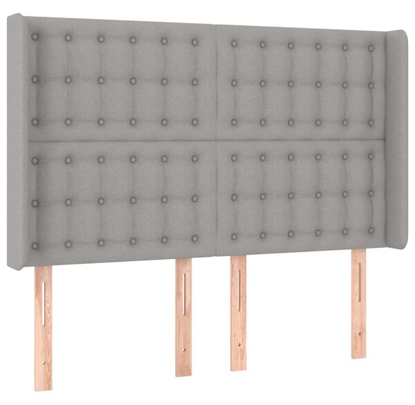 Krevet box spring s madracem LED svjetlosivi 140x200 cm tkanina - Siva / 140 x 200 cm