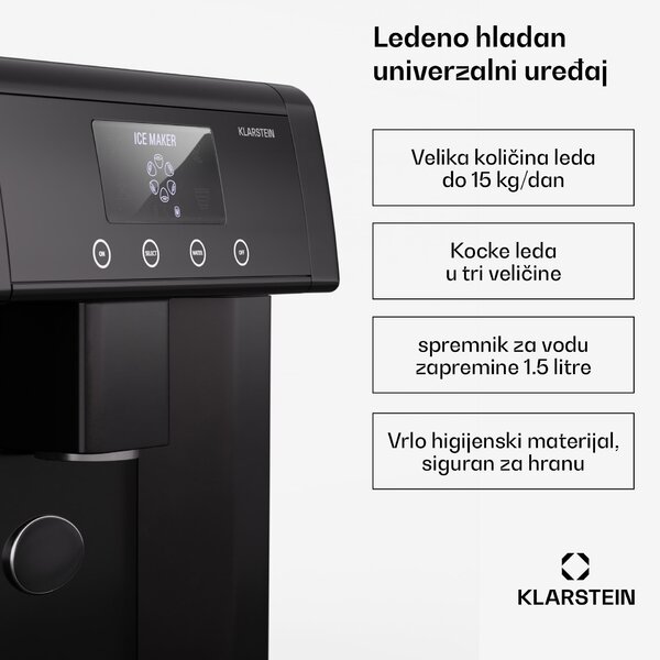 Klarstein Eiszeit ledomat od nehrđajućeg čelika 3 veličine kockica leda srebrni