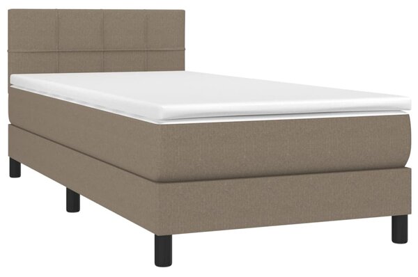 Krevet box spring s madracem LED smeđesivi 90x200 cm tkanina - Tupe / 90 x 200 cm