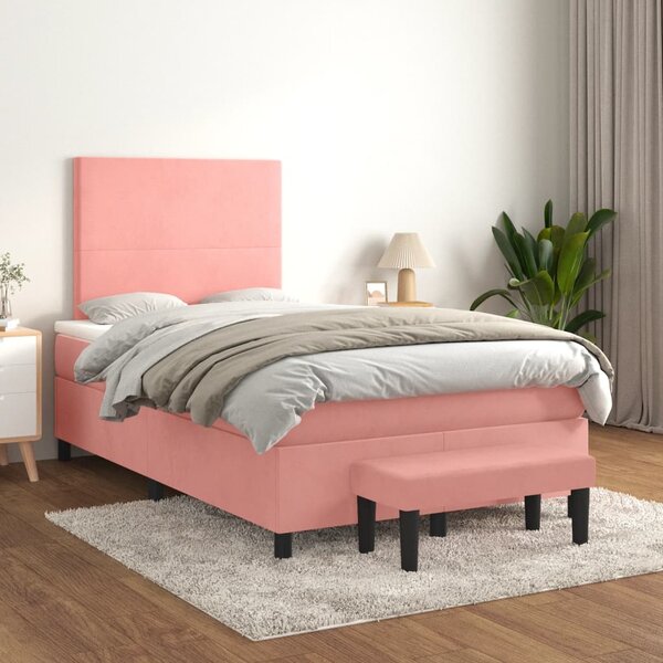Box spring krevet s madracem ružičasti 120 x 200 cm baršunasti - Ružičasti / 120 x 200 cm