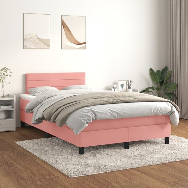 Box spring krevet s madracem ružičasti 120 x 200 cm baršunasti - Ružičasti / 120 x 200 cm