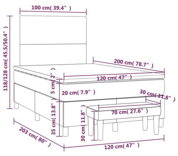 Box spring krevet s madracem ružičasti 120 x 200 cm baršunasti - Ružičasti / 120 x 200 cm