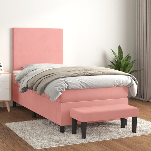 Box spring krevet s madracem ružičasti 80 x 200 cm baršunasti - Ružičasti / 80 x 200 cm