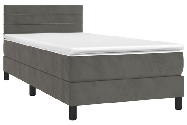 Box spring krevet s madracem tamnosivi 80 x 200 cm baršunasti - Siva / 80 x 200 cm