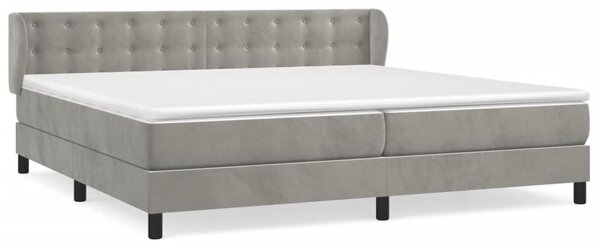 Krevet s oprugama i madracem svjetlosivi 200x200 cm baršunasti - Siva / 200 x 200 cm