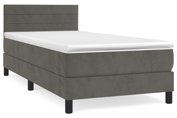 Box spring krevet s madracem tamnosivi 80 x 200 cm baršunasti - Siva / 80 x 200 cm