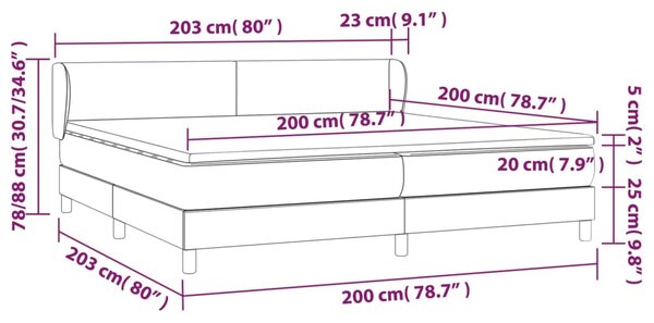 Krevet s oprugama i madracem tamnosmeđi 200x200 cm od tkanine - Smeđa / 200 x 200 cm