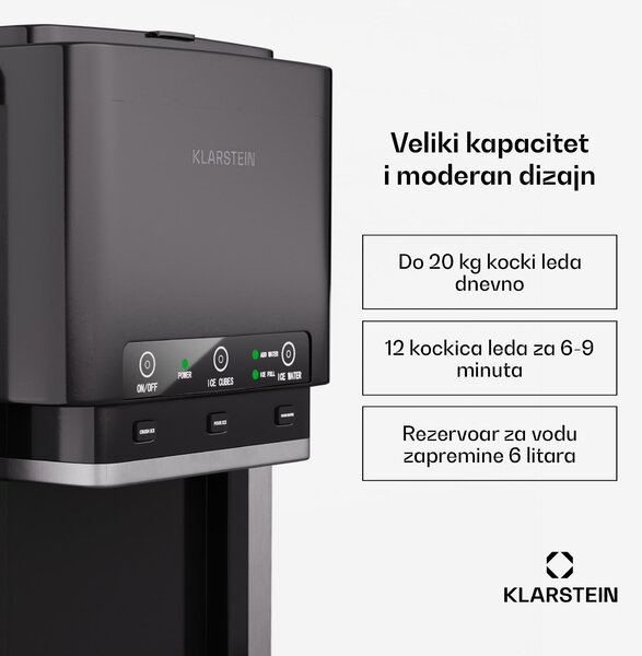 Klarstein ArcticBlend 3u1 ledomat, 20 kg/24h, Bullet Ice, Zdrobljeni led, Dozator vode