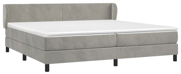 Krevet s oprugama i madracem svjetlosivi 200x200 cm baršunasti - Siva / 200 x 200 cm