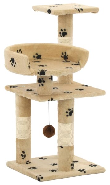 VidaXL Penjalica za mačke sa stupovima za grebanje od sisala 65 cm bež s uzorkom šapa