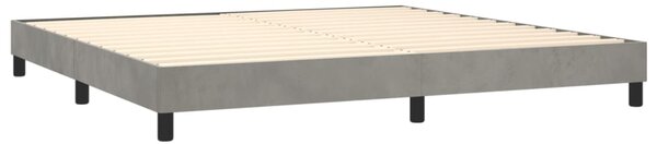 Krevet s oprugama i madracem svjetlosivi 200x200 cm baršunasti - Siva / 200 x 200 cm