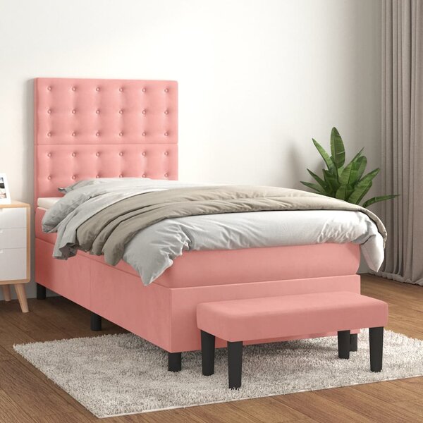 Box spring krevet s madracem ružičasti 80 x 200 cm baršunasti - Ružičasti / 80 x 200 cm