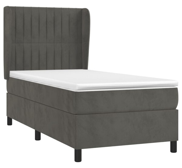 Box spring krevet s madracem tamnosivi 80 x 200 cm baršunasti - Siva / 80 x 200 cm