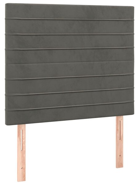 Krevet box spring s madracem LED tamnosivi 90x190 cm baršun - Siva / 90 x 190 cm