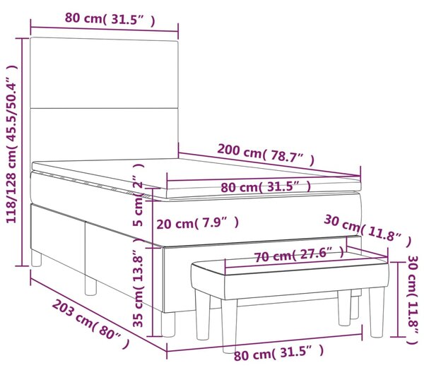 Box spring krevet s madracem ružičasti 80 x 200 cm baršunasti - Ružičasti / 80 x 200 cm