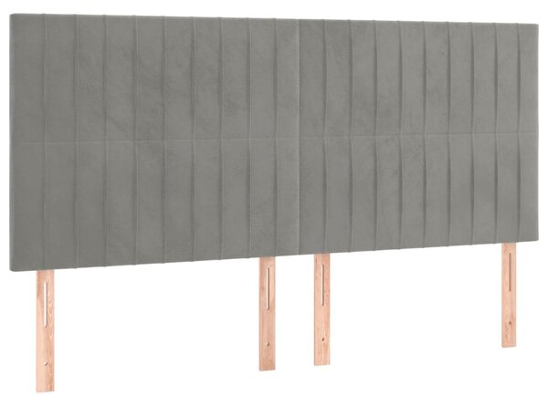Krevet s oprugama i madracem svjetlosivi 160x200 cm baršunasti - Siva / 160 x 200 cm