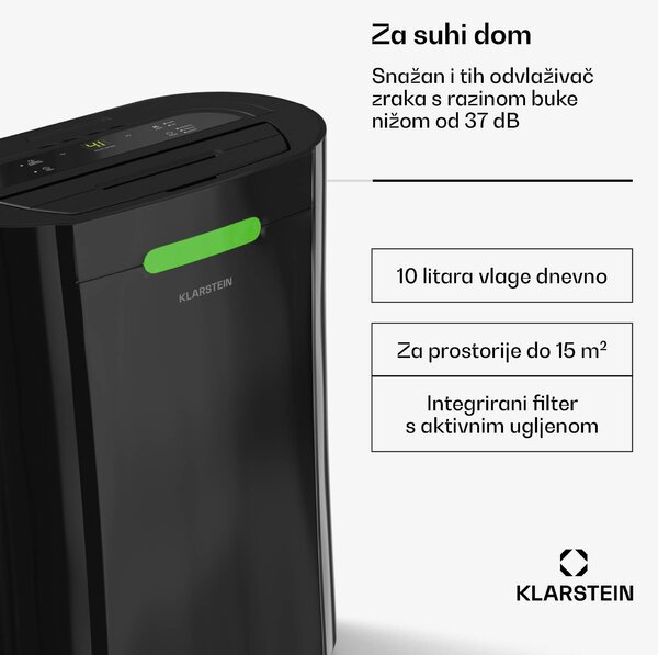 Klarstein AeroDry 10 odvlaživač zraka, snaga 165 W, 10 l/dan, 135 m³/h, za površinu do 30 m², DrySelect funkcija