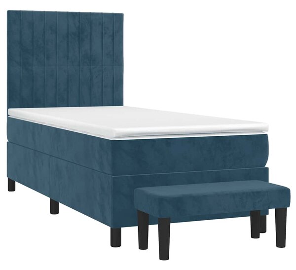 Box spring krevet s madracem tamnoplavi 80 x 200 cm baršunasti - Plava / 80 x 200 cm