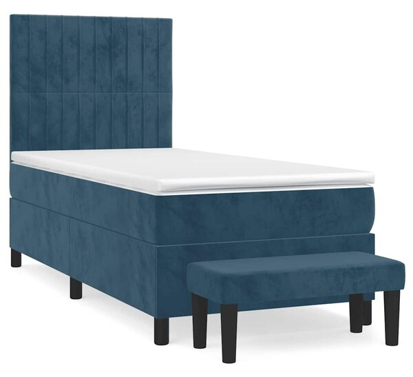 Box spring krevet s madracem tamnoplavi 80 x 200 cm baršunasti - Plava / 80 x 200 cm