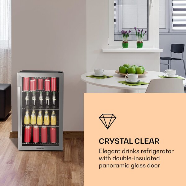 Klarstein Beersafe 4XL, hladnjak, za napitke, 124 L, 0-10 ° C, staklo, G, nehrđajući čelik