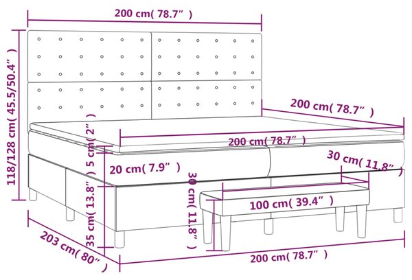 Krevet s oprugama i madracem krem 200 x 200 cm od tkanine - Krema / 200 x 200 cm